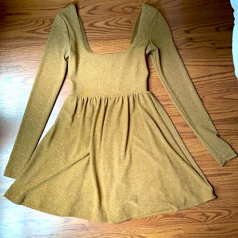 Free People Gold glitter dress